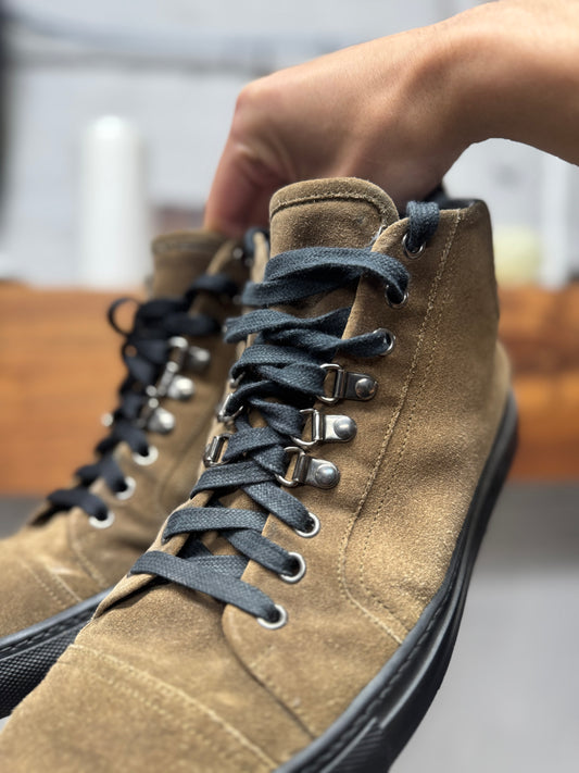 Balenciaga ‘Arena’ Brown/Black Quilted Suede High Top Sneakers