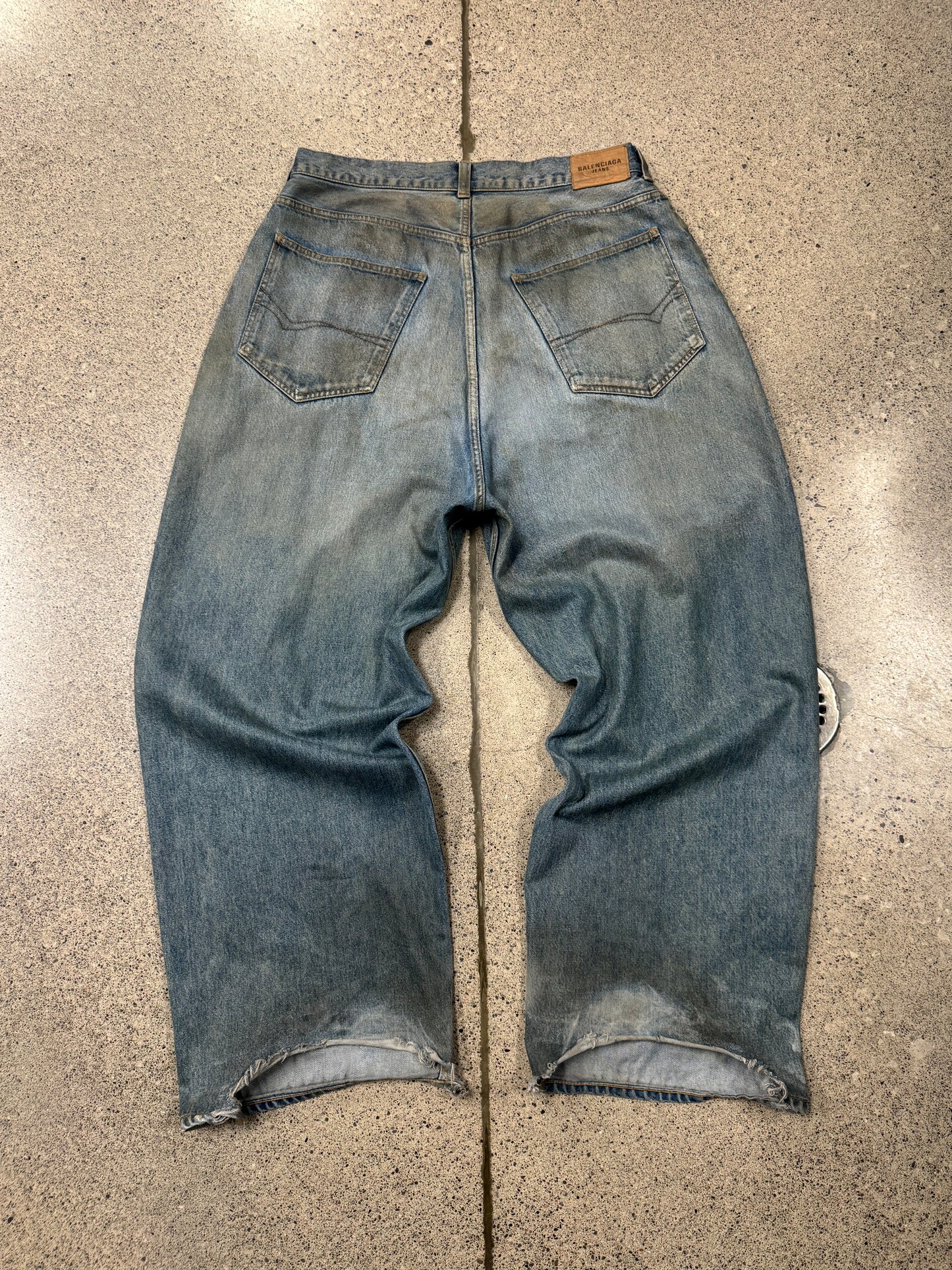 2022 Balenciaga ‘Mudwash’ Oversized Baggy Blue Denim