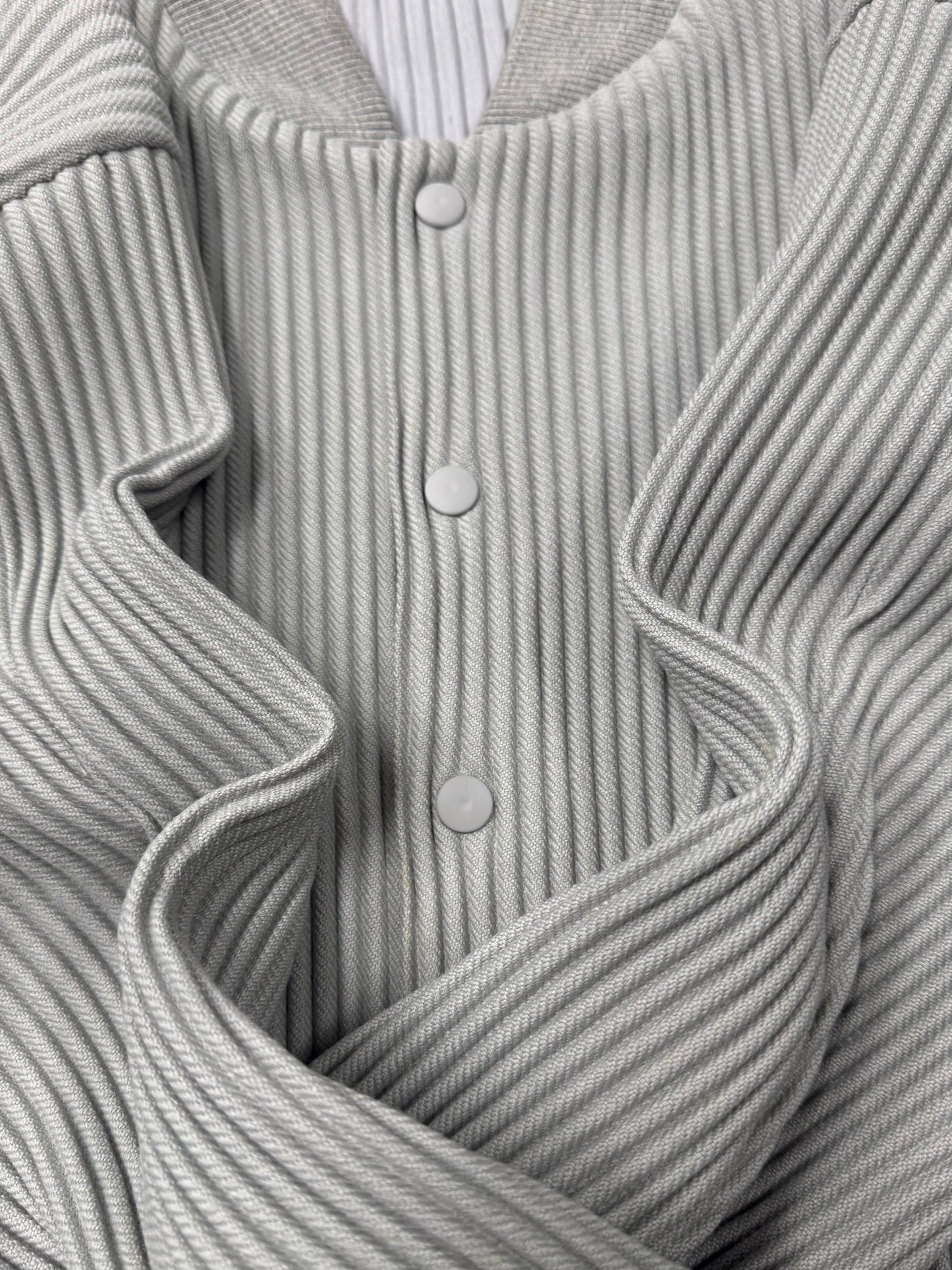 Issey Miyake ‘Homme Plisse’ Pleated Grey Bomber Jacket