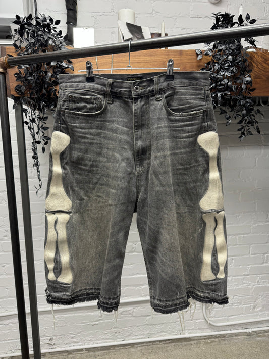 Kapital Grey 14oz ‘Bone Denim’ Cutoff Shorts