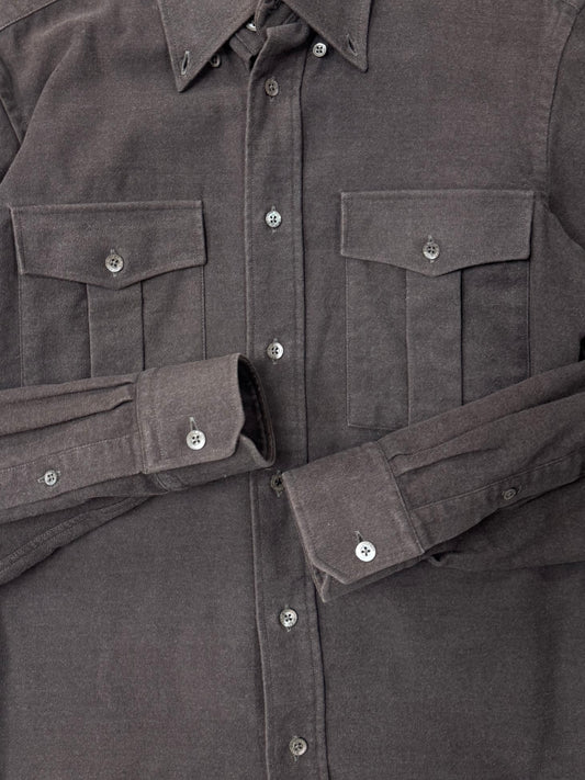 2000s Saint Laurent ‘Jeans’ Blue Label Heavy Wool Button Down Shirt