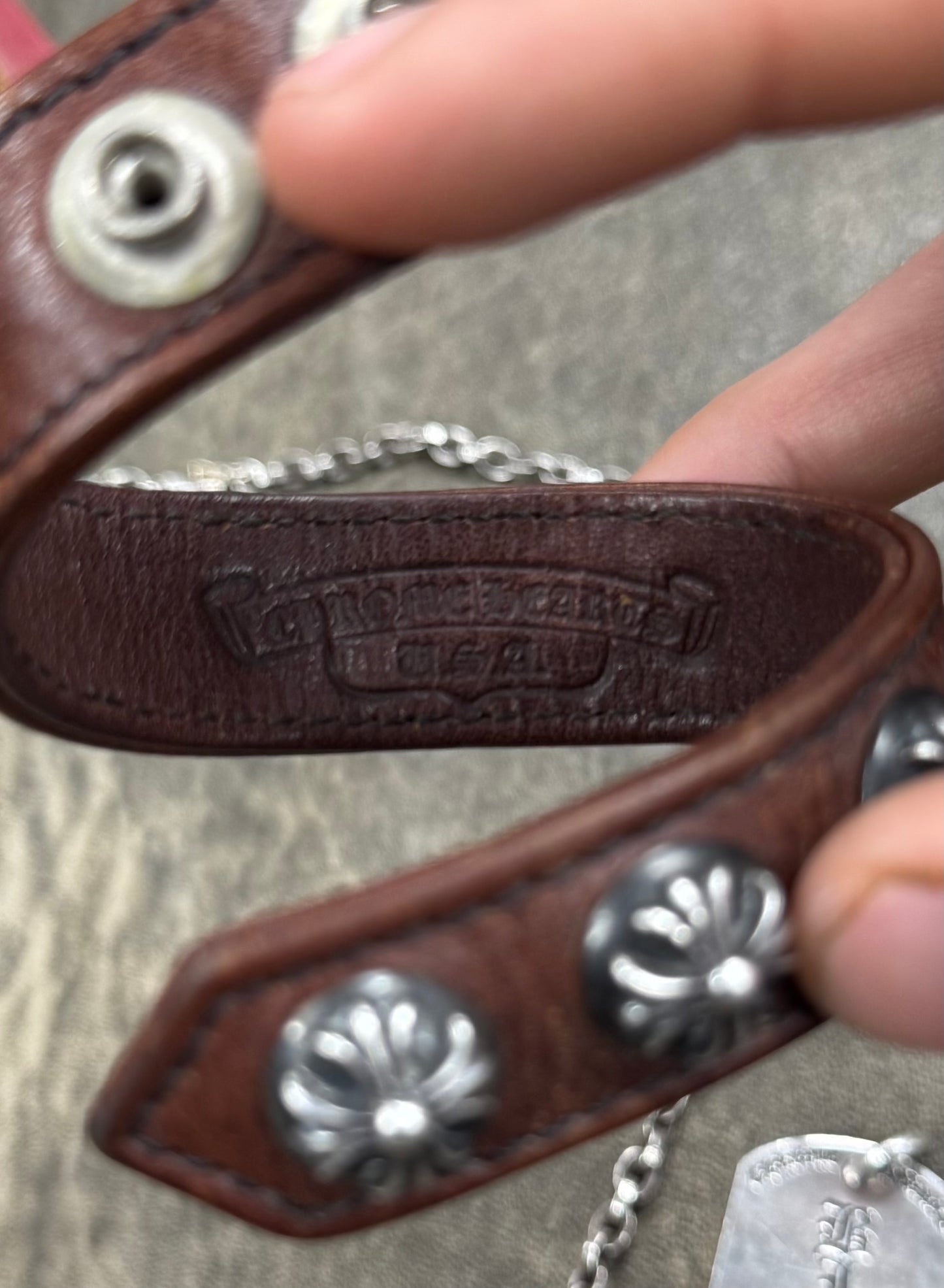 Chrome Hearts Leather ‘Cross Ball’ Trio 925 Silver Leather Bracelet