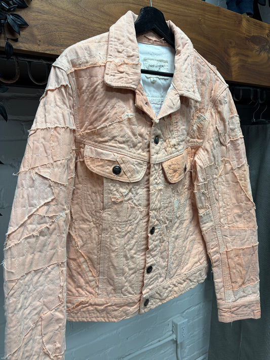 Greg Lauren Pink Denim Reconstructed Denim Jacket
