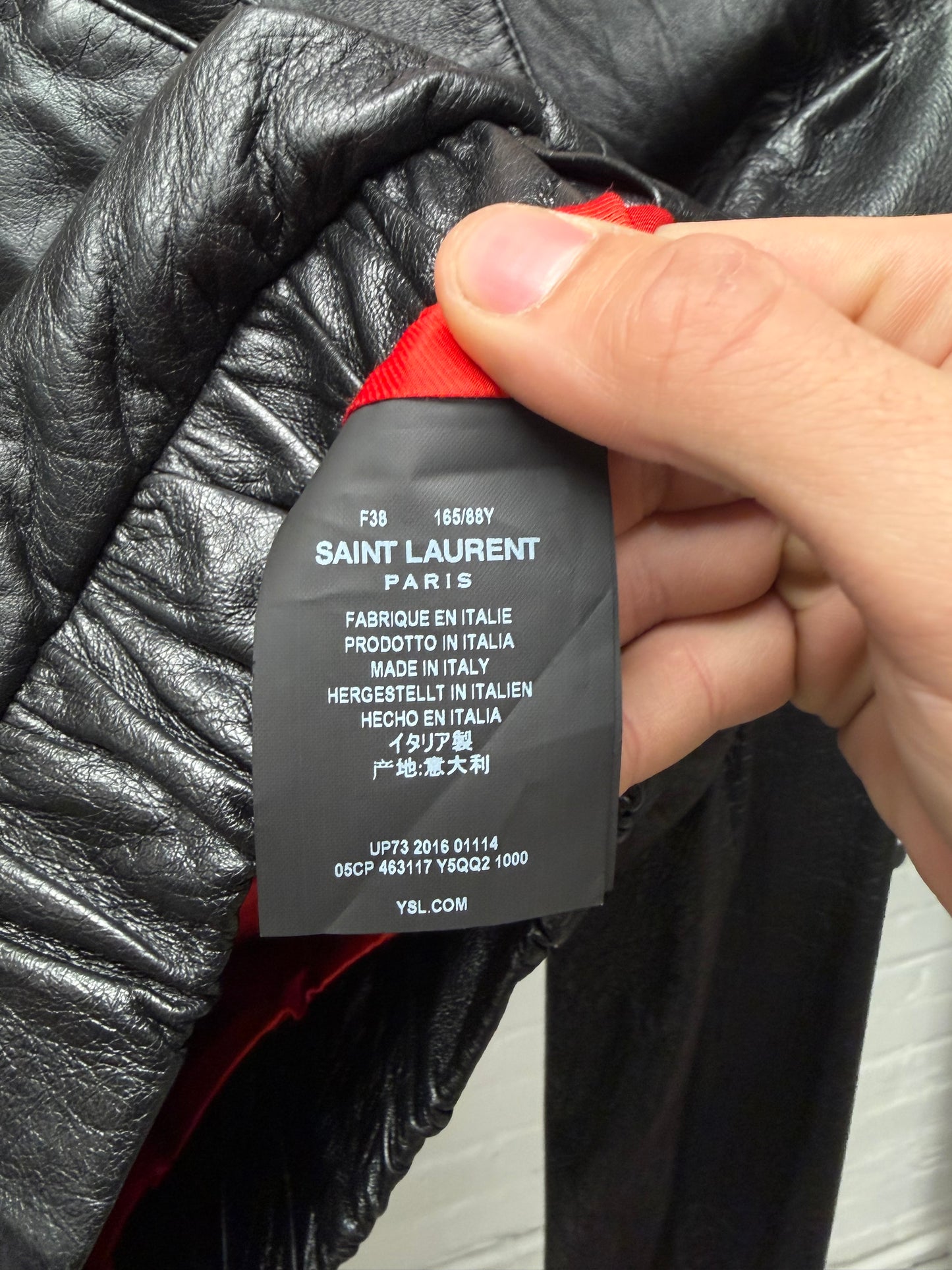 2016 Saint Laurent by Hedi Slimane Black Calfskin Leather Cropped Cargo Jacket