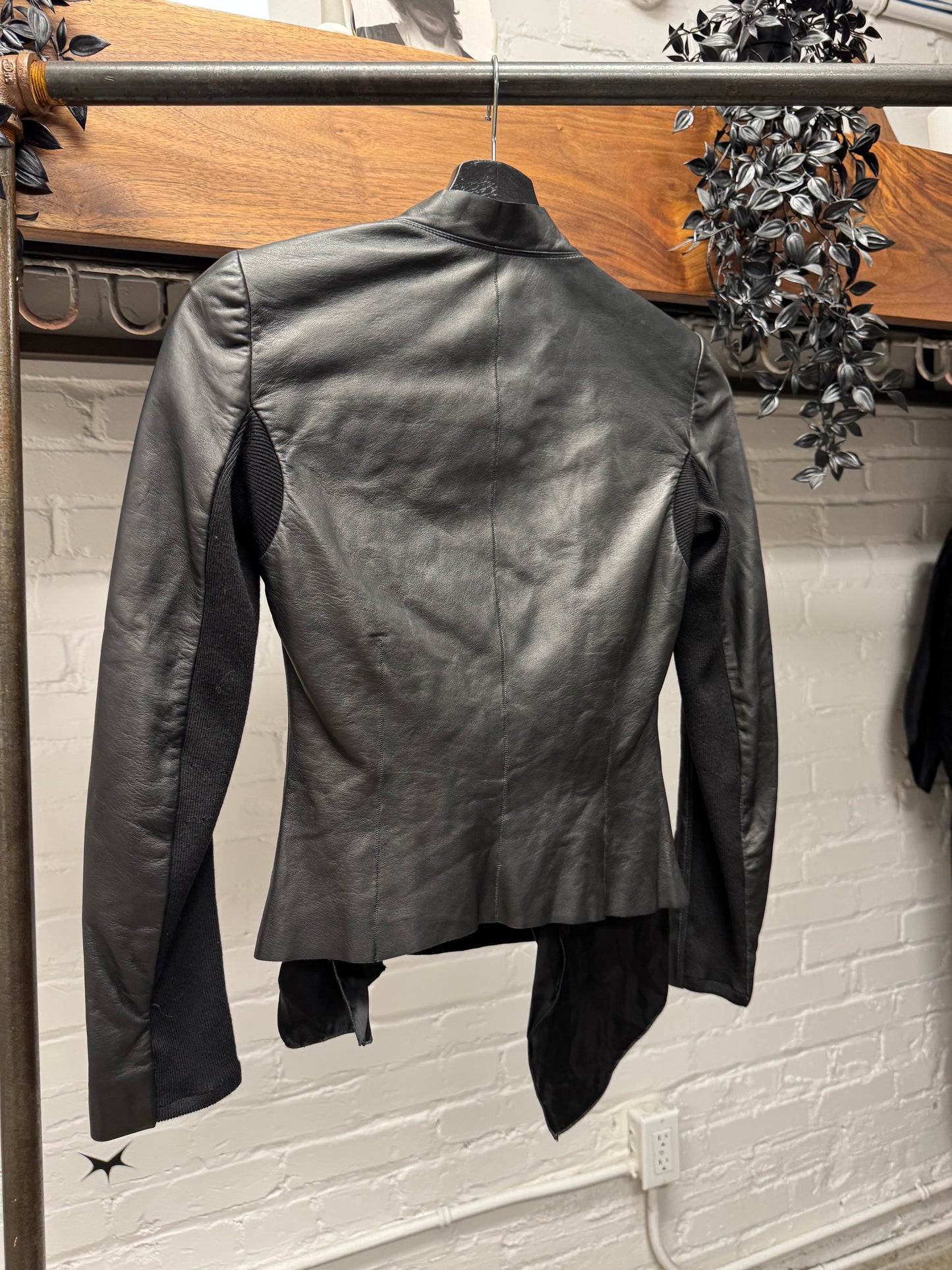 Rick Owens DRKSHDW Contrast Stitch Thin Lambskin Leather Jacket