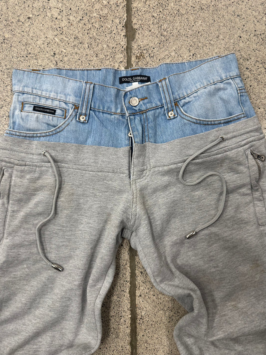 2000s Dolce & Gabbana Denim/Sweatpants Hybrid Bottoms