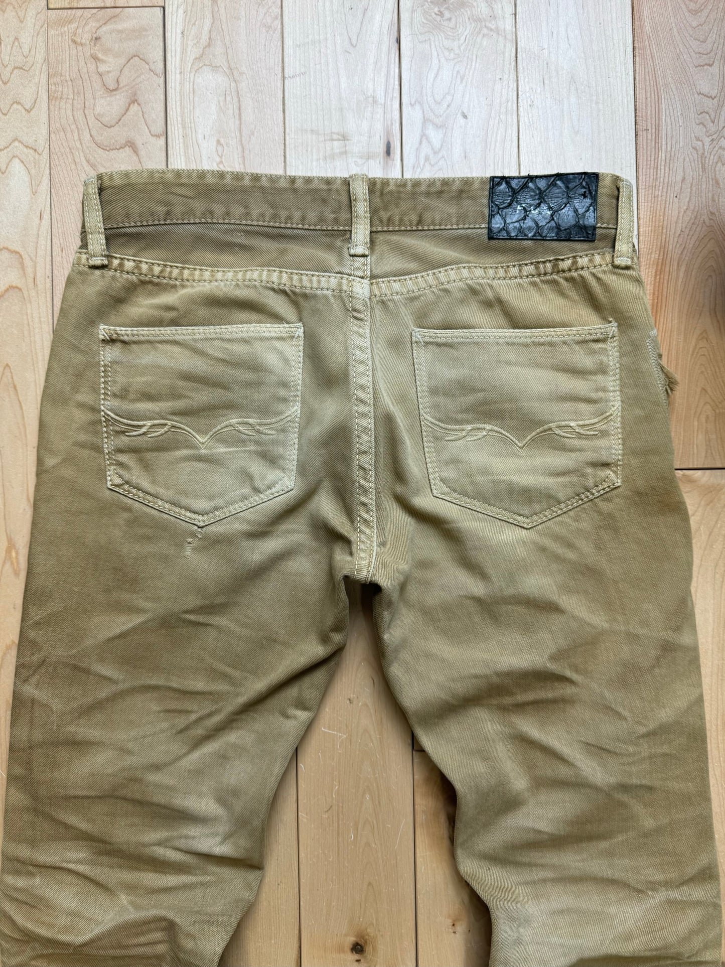Fuga ‘Sand Brown’ Distressed Flared Denim