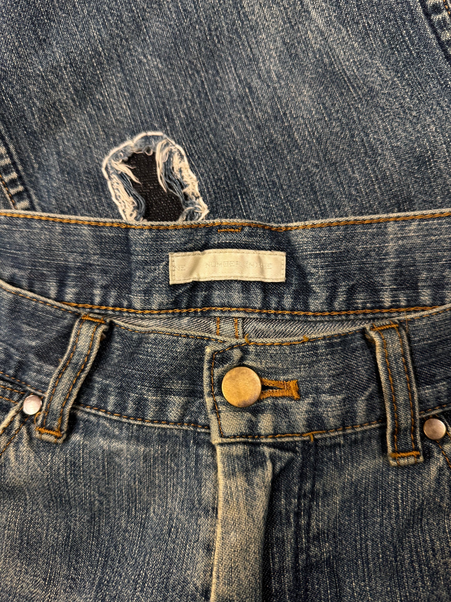 SS2002 Number (N)ine ‘Modern Age’ Distressed Blue Patchwork Denim