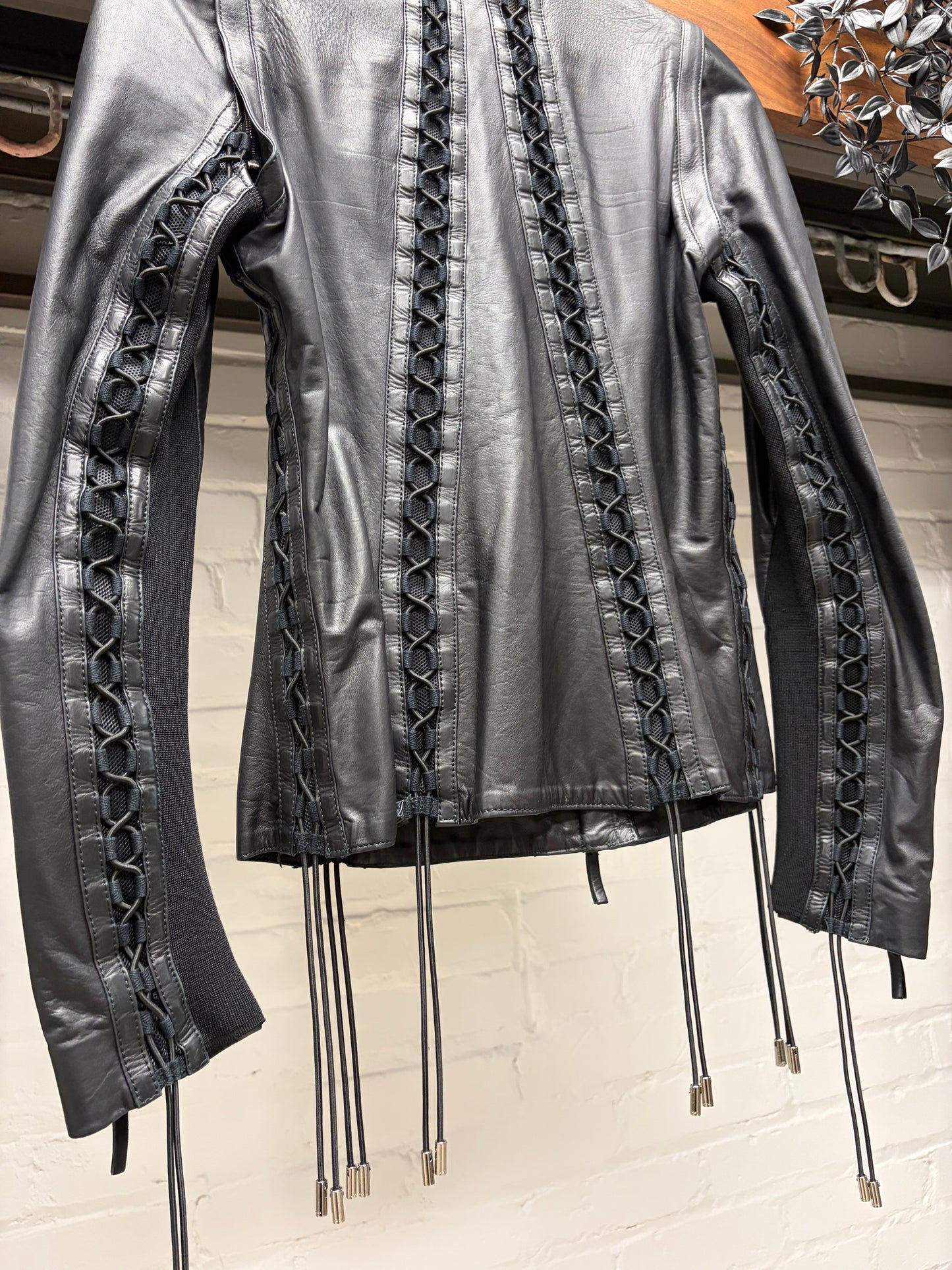 SS2010 Gucci by Frida Giannini Black Lambskin Leather ‘Corset Bondage’ Motorcycle Jacket