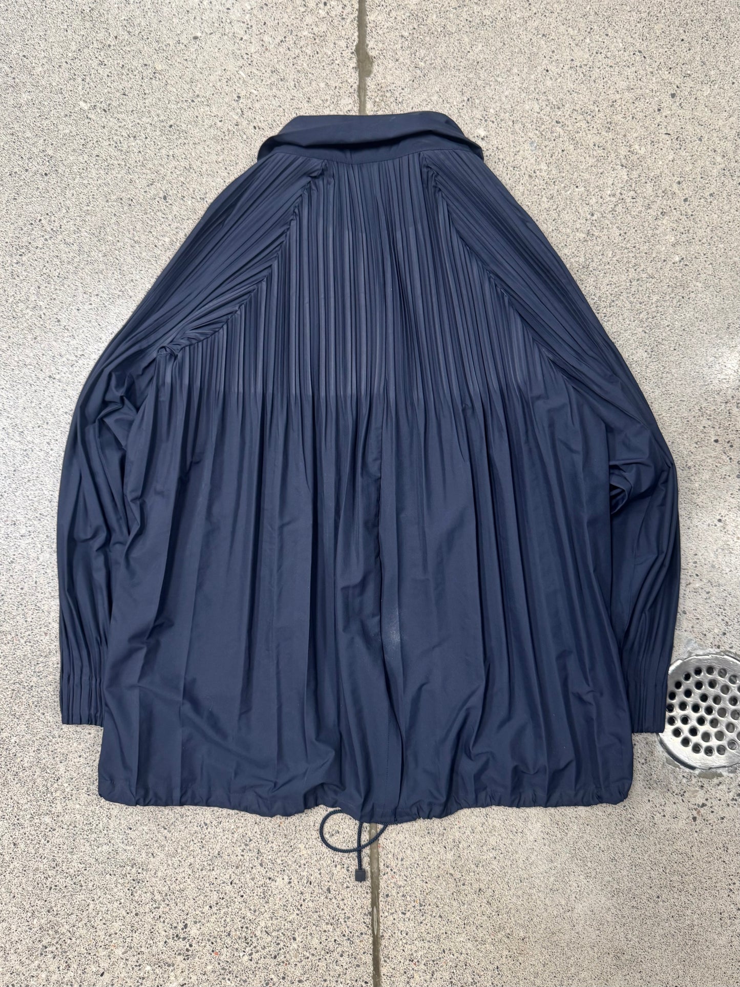 Issey Miyake ‘Pleats Please’ Navy Blue Pleated Windbreaker