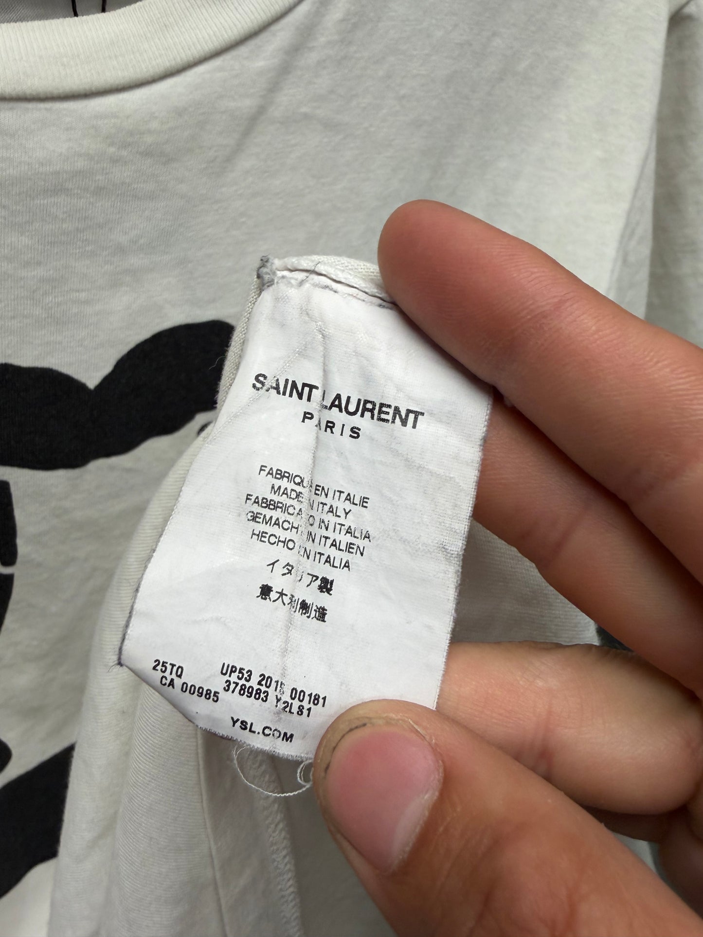 2015 Saint Laurent ‘Bloodluster’ White Fangs Graphic T-Shirt