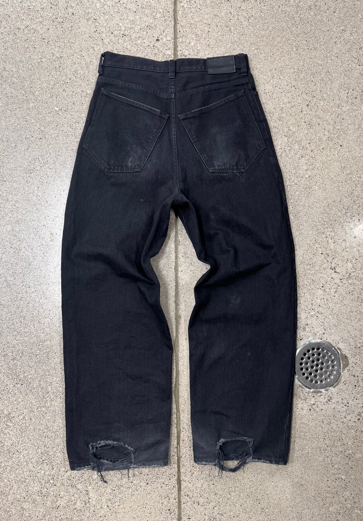 2021 Balenciaga ‘Skater’ Black Wide Leg Denim