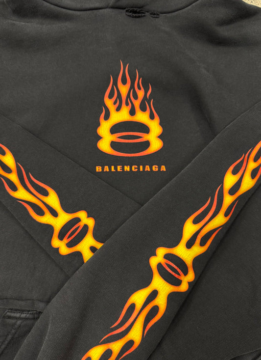 2024 Balenciaga ‘Unity Flame’ Distressed Pullover Hoodie