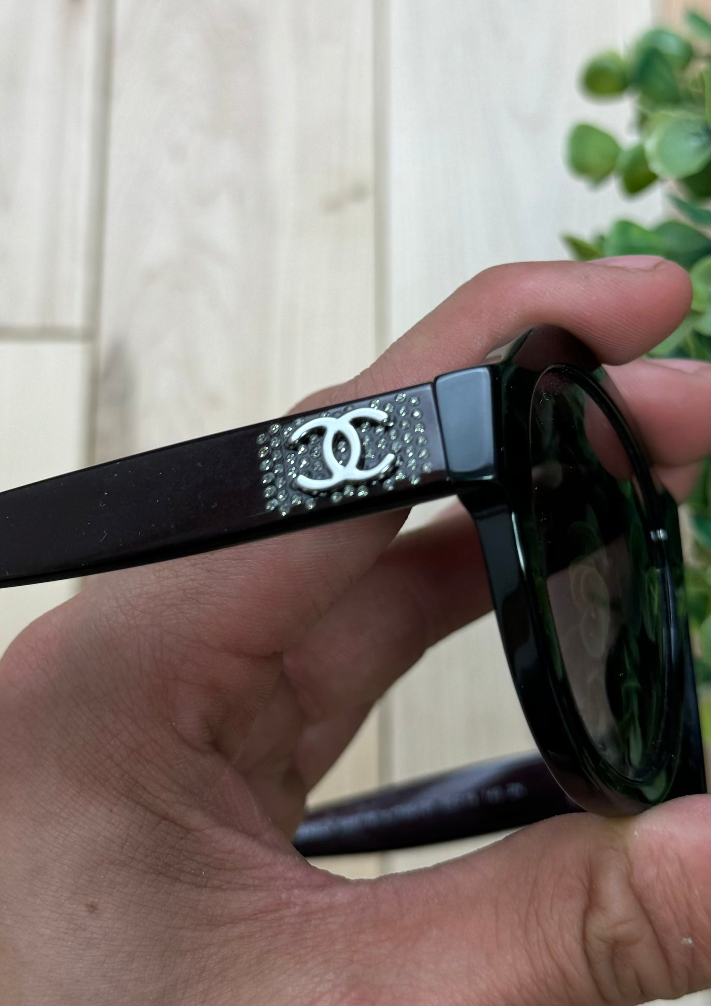 Chanel Interlock Logo Rhinestone Aviator Sunglasses