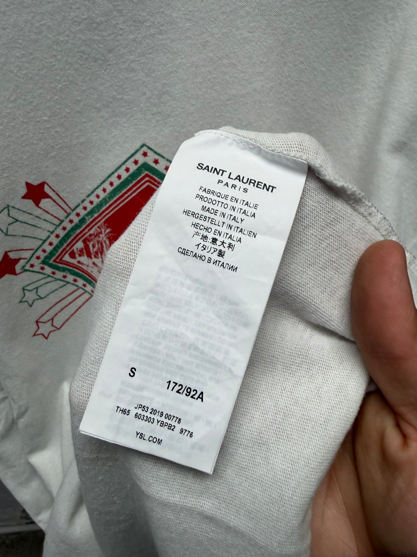 2019 Saint Laurent ‘Jardin Majorelle’ White Graphic T-Shirt