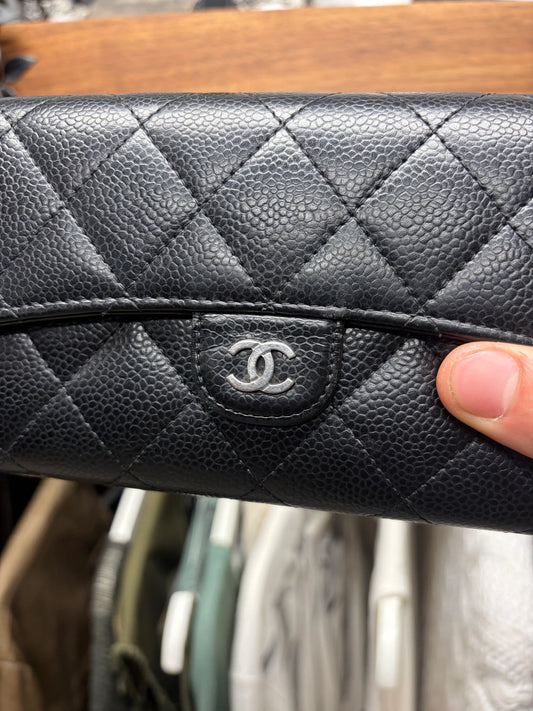 Chanel Quilted Lambskin Leather CC Top Flap Long Wallet