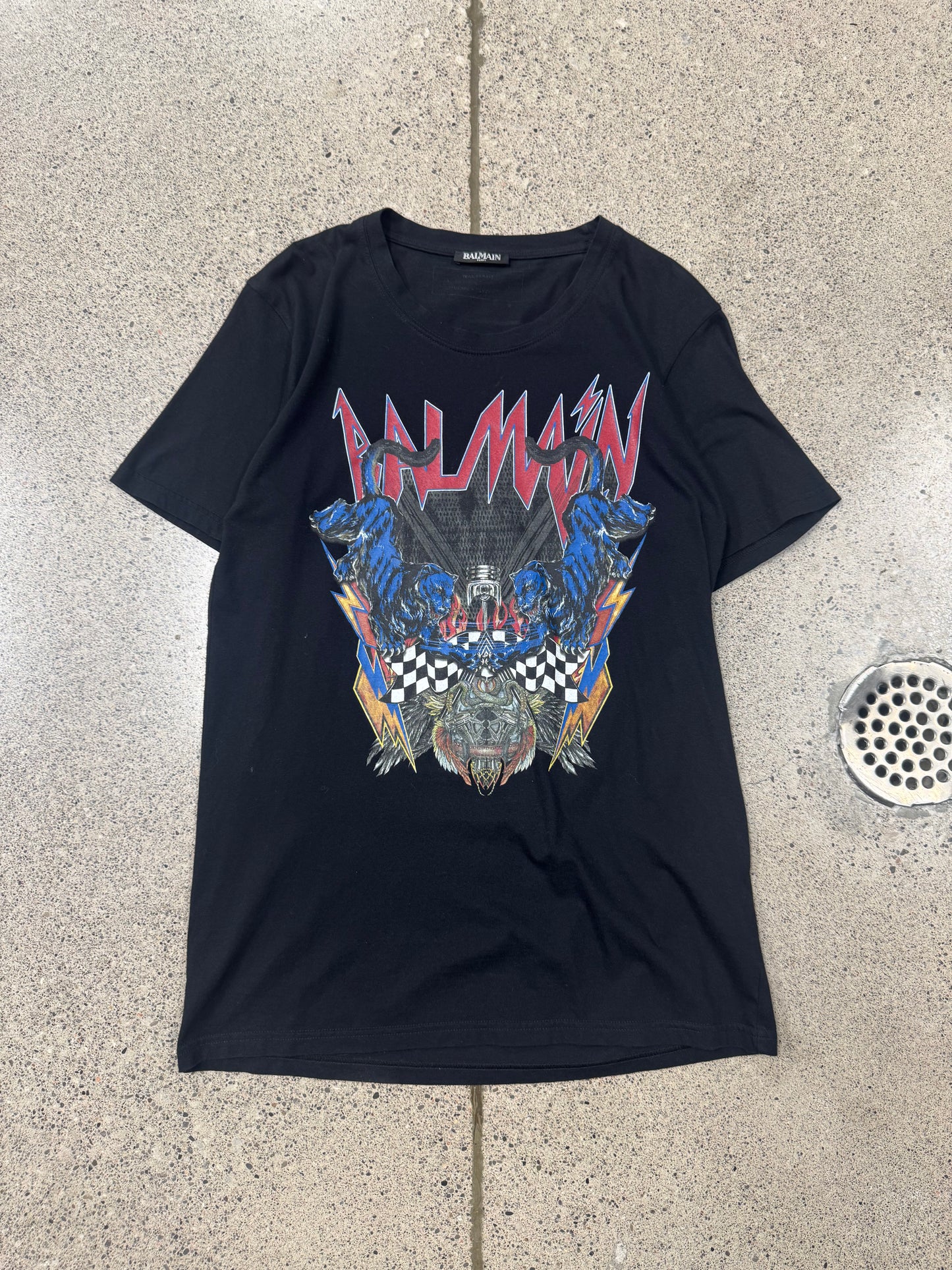 AW2017 Balmain ‘Paris Panthers’ Black Graphic T-Shirt