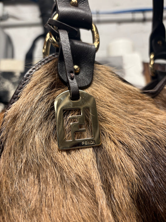 2003 Fendi ‘Devil Trapezio’ Lamb Fur Miniature Handbag