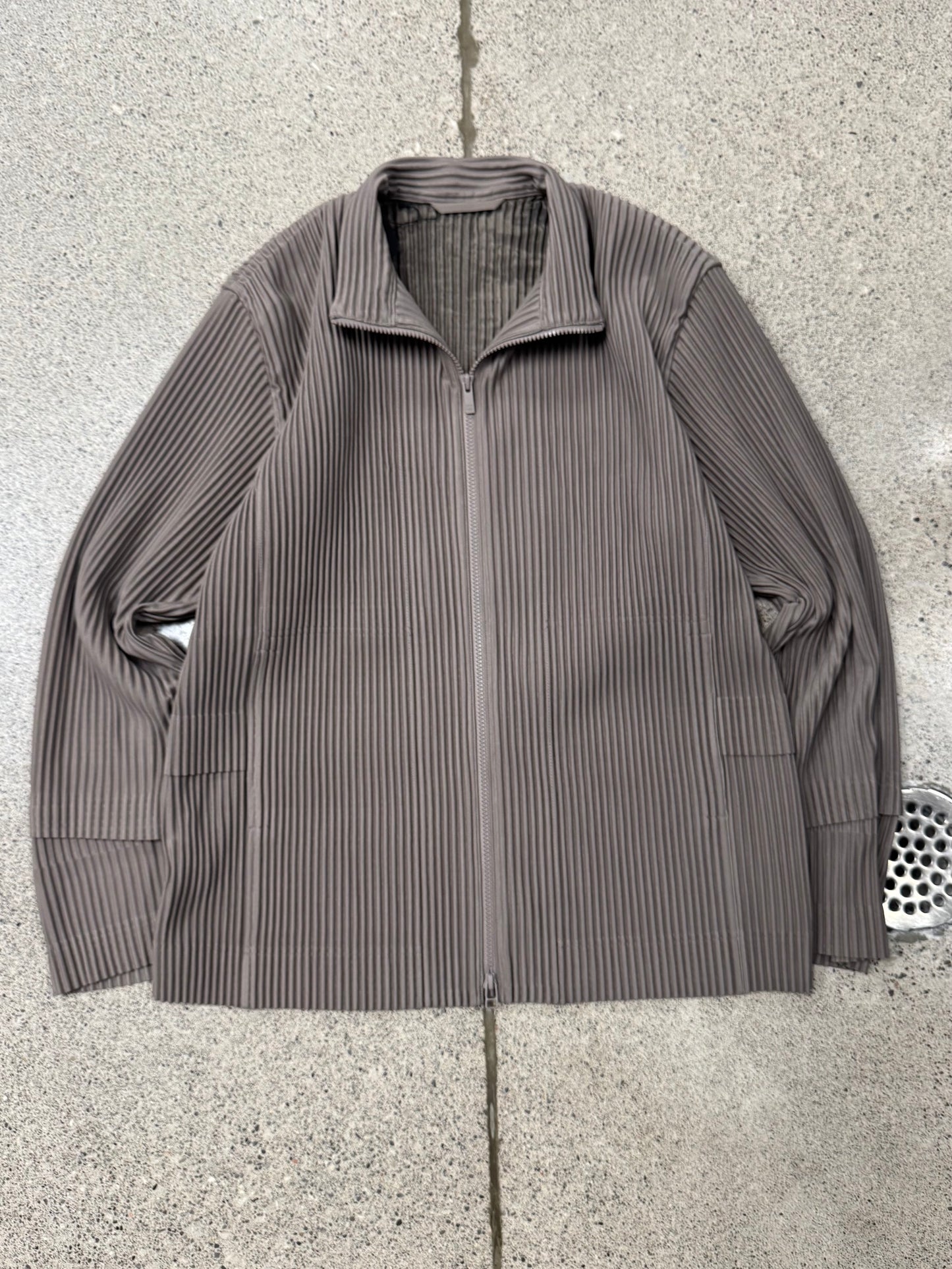 Issey Miyake Homme Plisse Pleated Brown Zip-Up Track Jacket