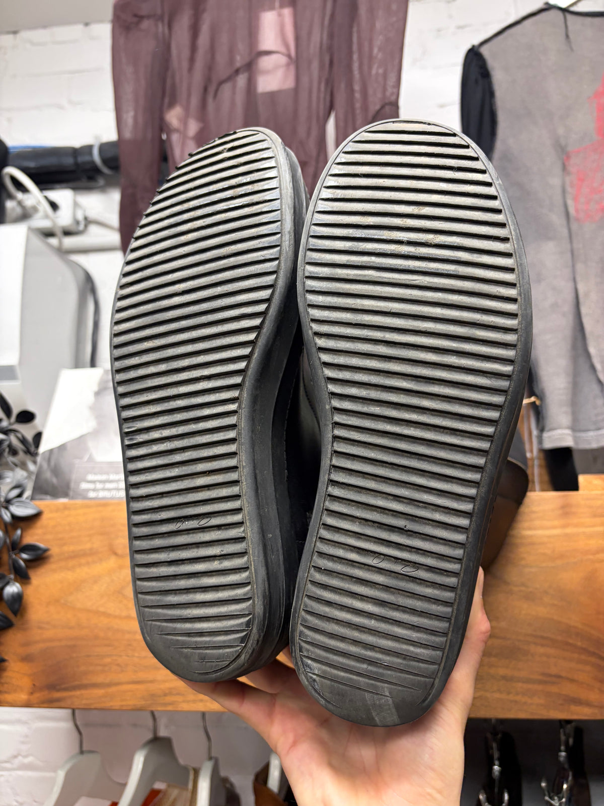 AW2015 Rick Owens ‘Sphinx’ Triple Black Laceless ‘Ramones’ with Extended Tongue