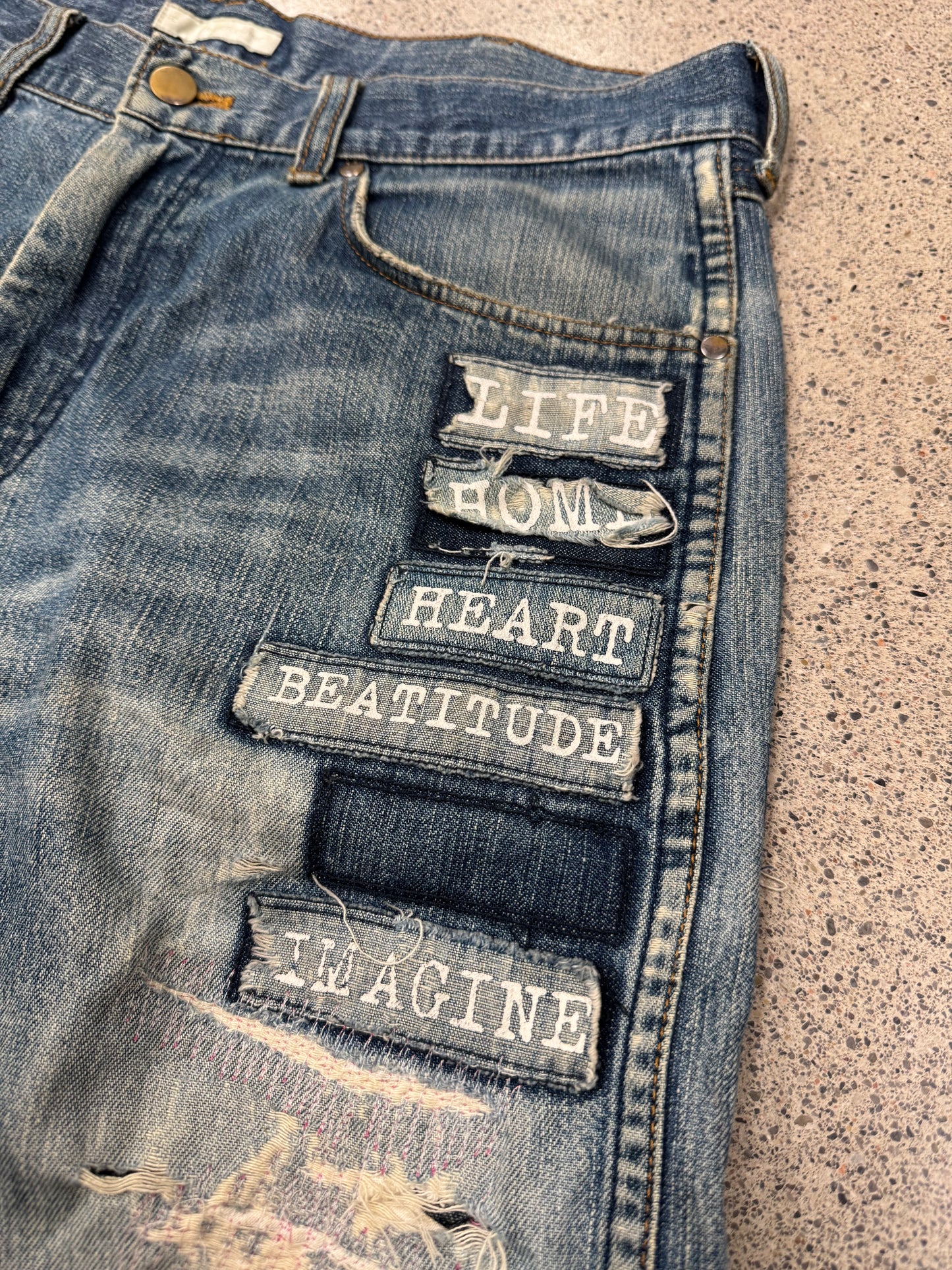 SS2002 Number (N)ine ‘Modern Age’ Distressed Blue Patchwork Denim
