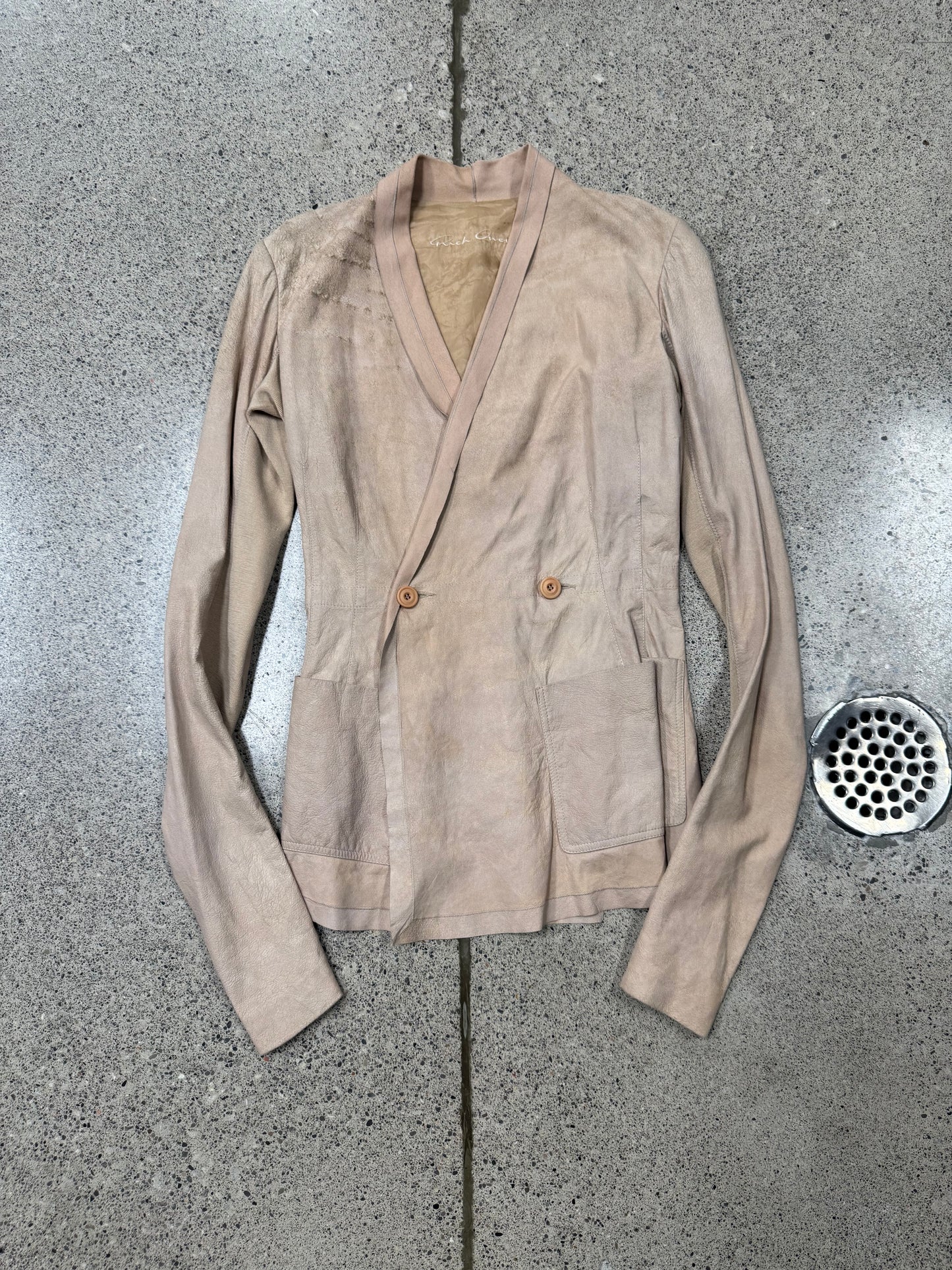2000s Rick Owens O&M Era ‘Flesh’ Raw Suede Jacket