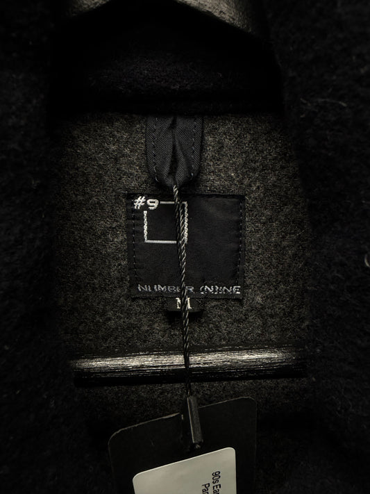 90s Early Number (N)ine ‘Switching Panels’ Black Long Wool Coat