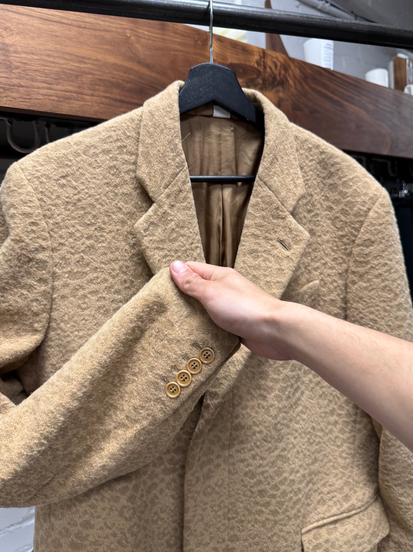 AW2001 Helmut Lang ‘Leopard’ Heavy Alpaca Wool Single Breasted Coat