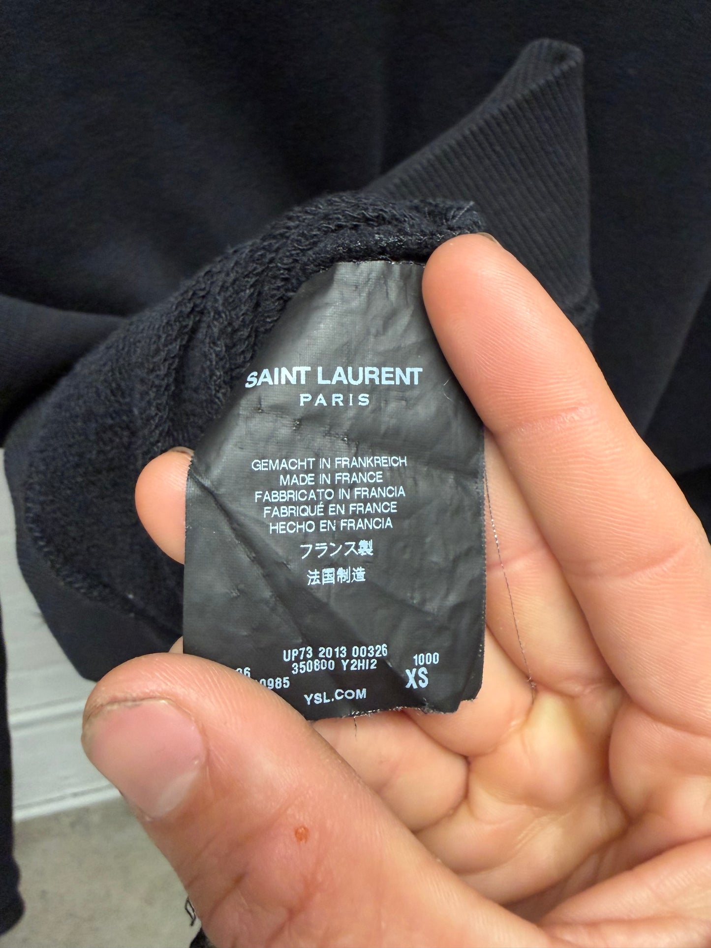 2013 Saint Laurent Hybrid Mesh/Cotton Asymmetric Shoulder Sweatshirt