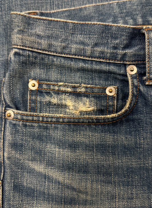 Dior Homme ‘Unaltered’ Distressed Blue Skinny Jeans