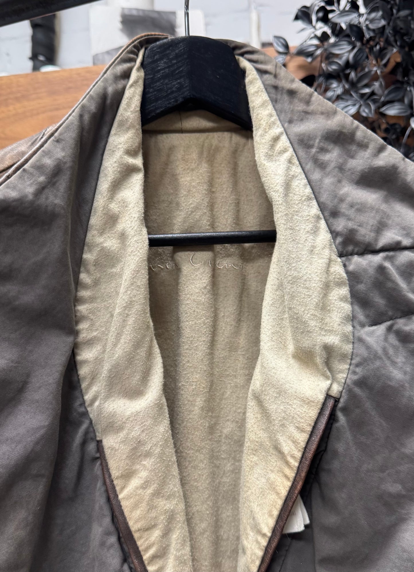 2000s Rick Owens O&M Era High Neck Collared ‘Dust’ Leather Jacket.