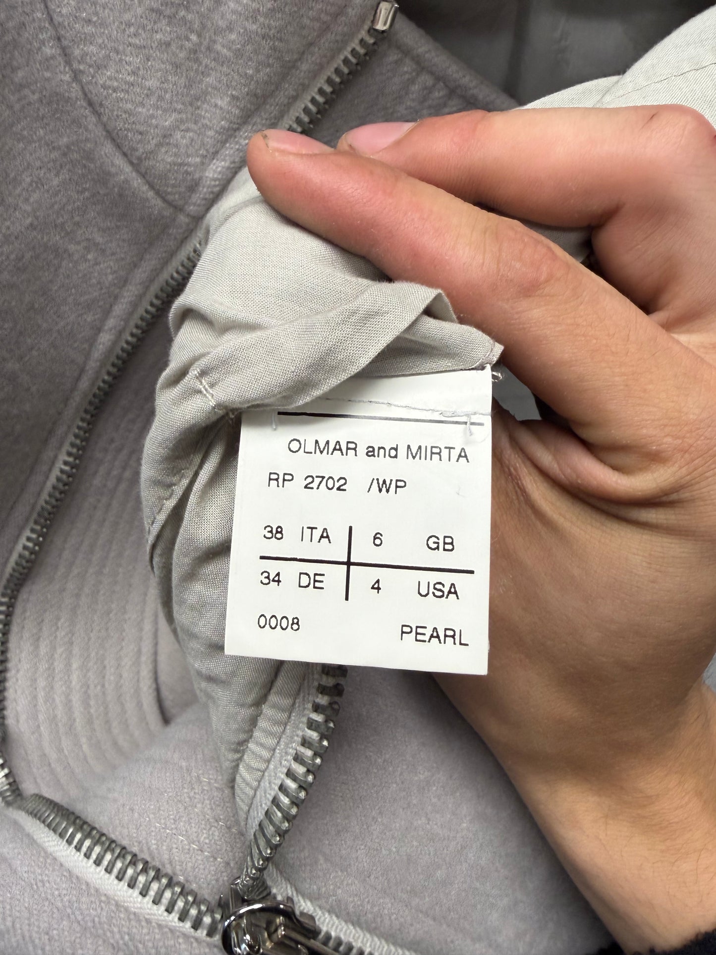 Rick Owens ‘Scuba’ O&M era Wool/Leather Pearl Hooded Zip-Up Jacket
