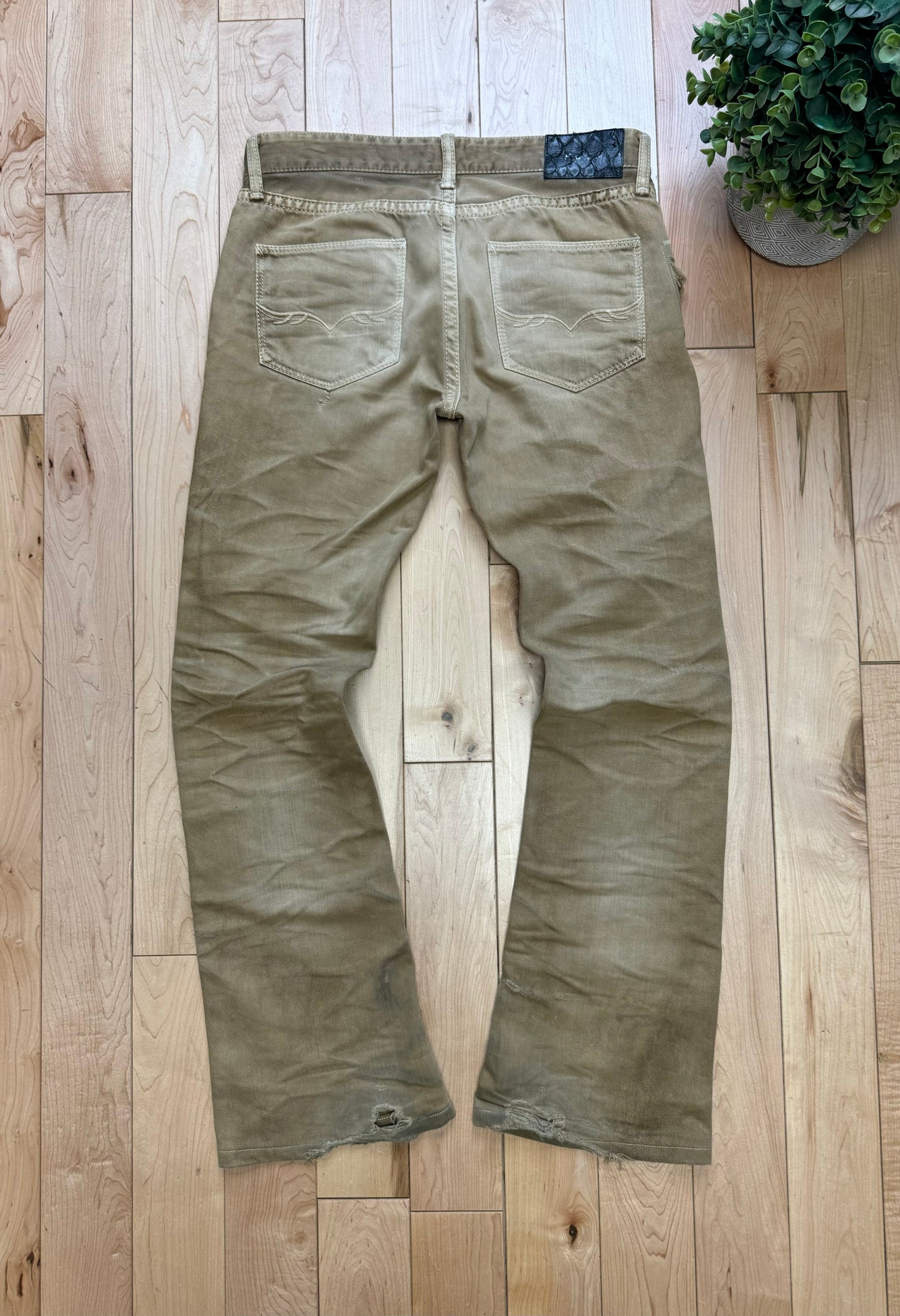 Fuga ‘Sand Brown’ Distressed Flared Denim