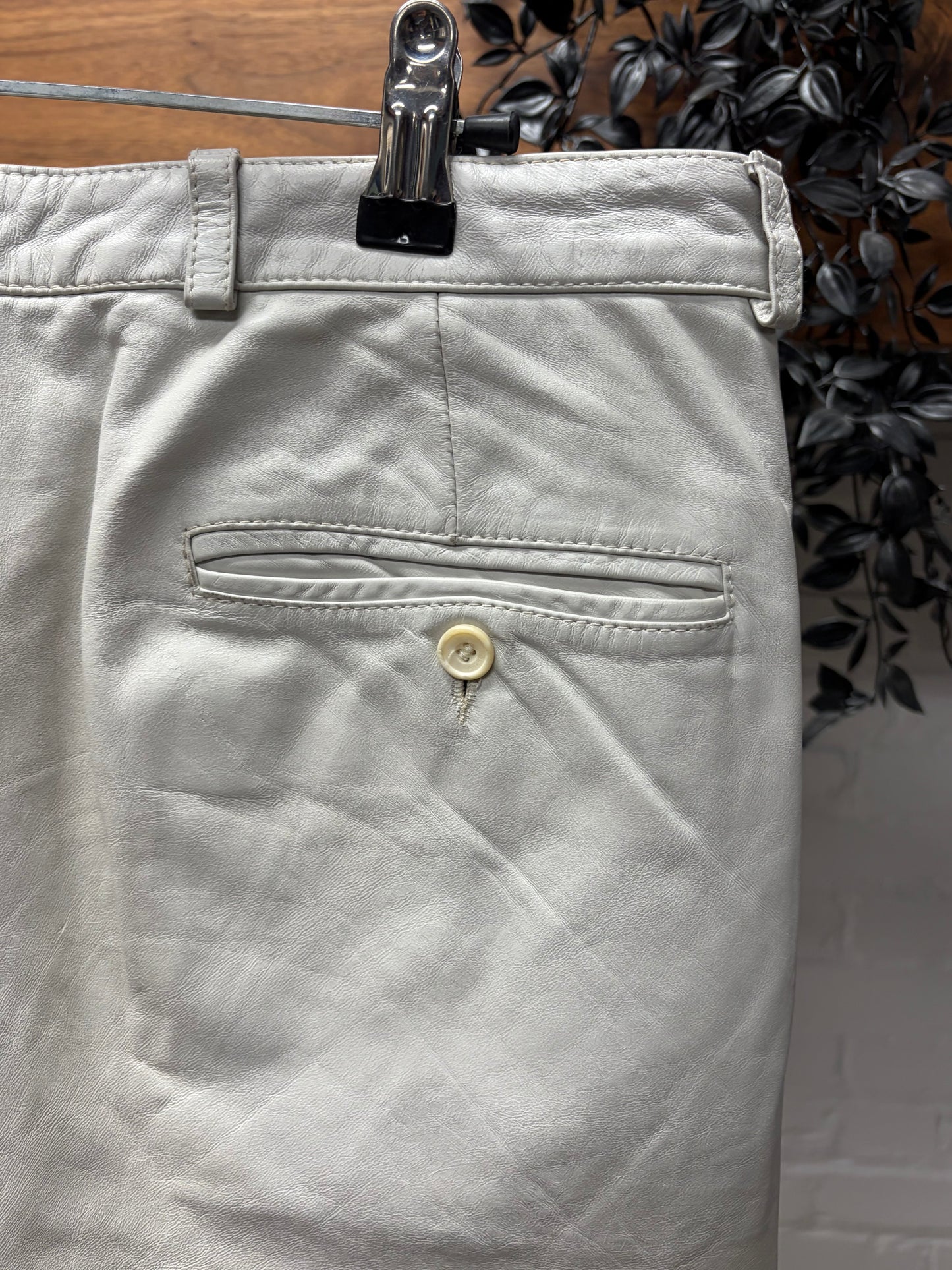 Vintage Yves Saint Laurent ‘Rive Gauche’ White Leather Pants