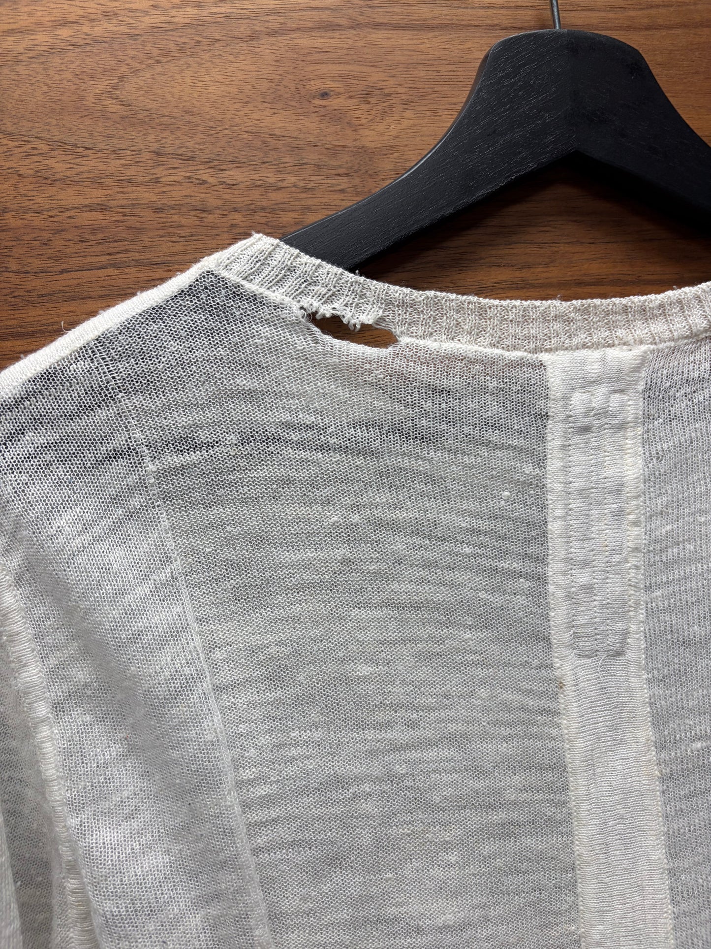 SS2016 Rick Owens ‘Cyclops’ Milk White Sheer Knit Sweater