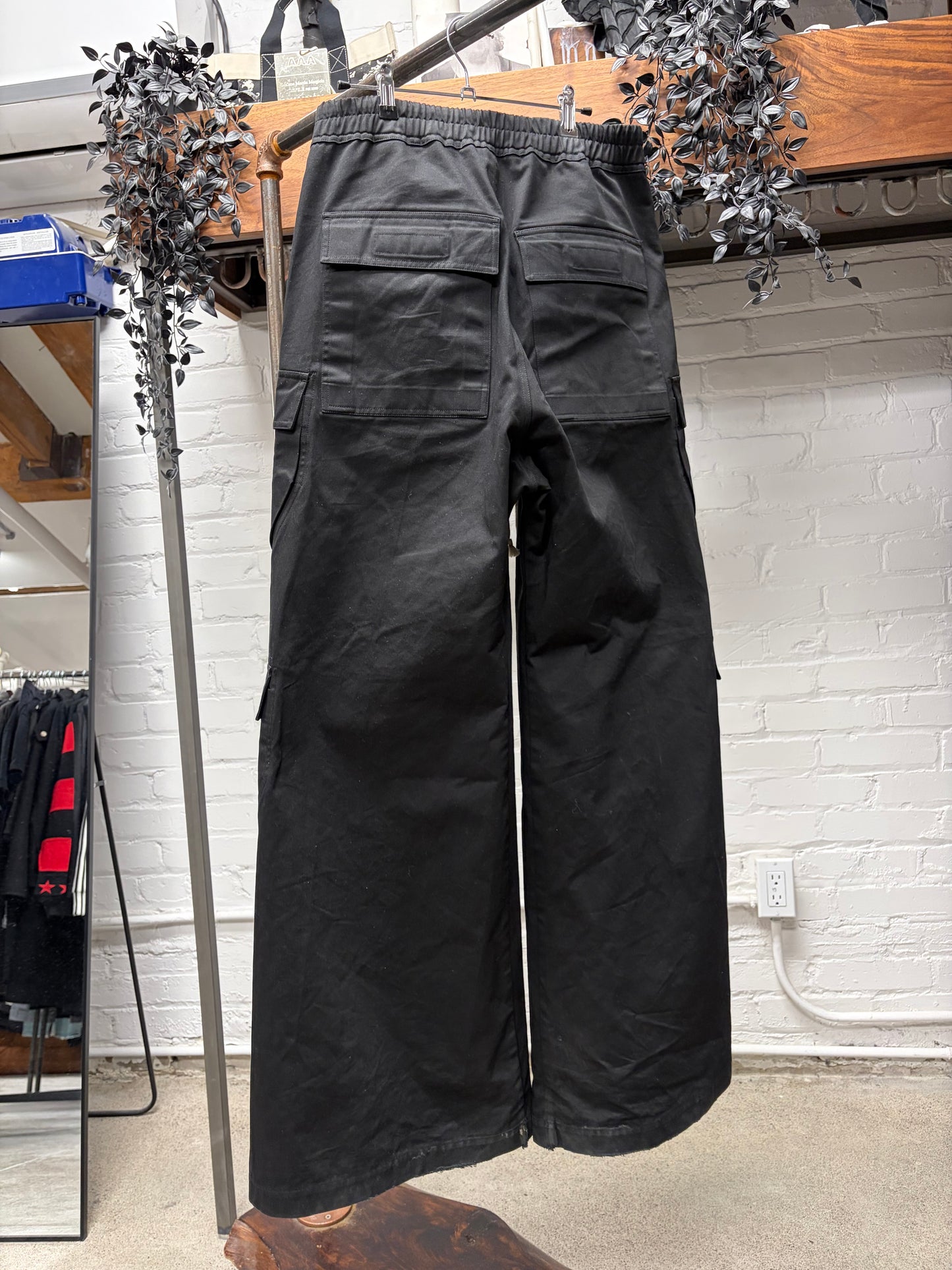 Rick Owens DRKSHDW ‘Cargo Bela’ Black Wide Leg Drawstring Pants