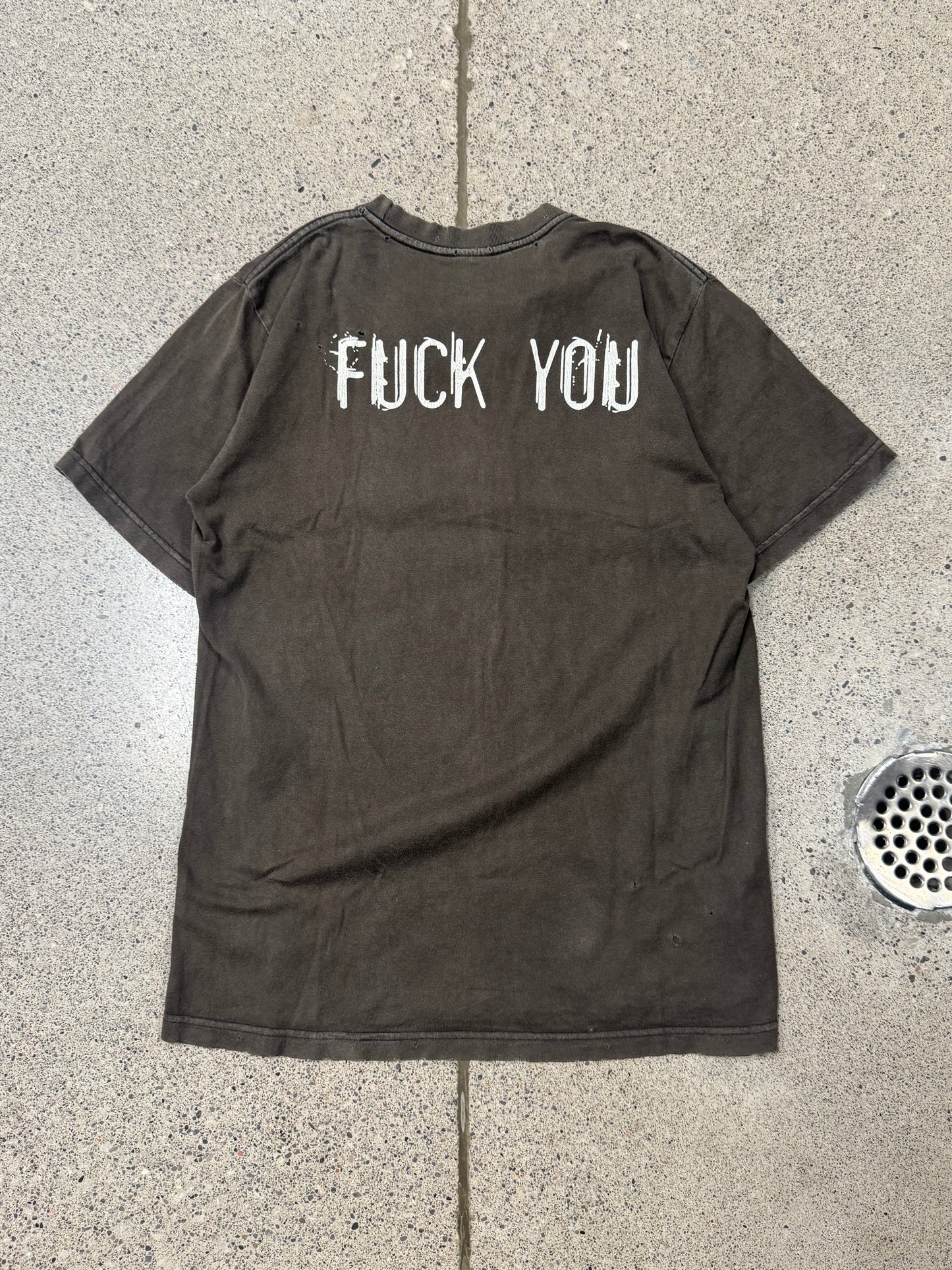 SS2004 Number (N)ine ‘Motherfucker’ Distressed Brown T-Shirt’