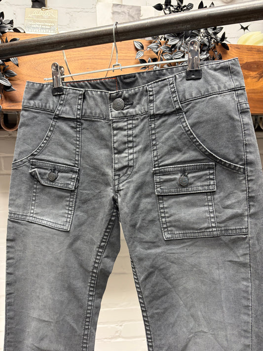 2000s Hysteric Glamour Grey Flared Leg Cargo Denim