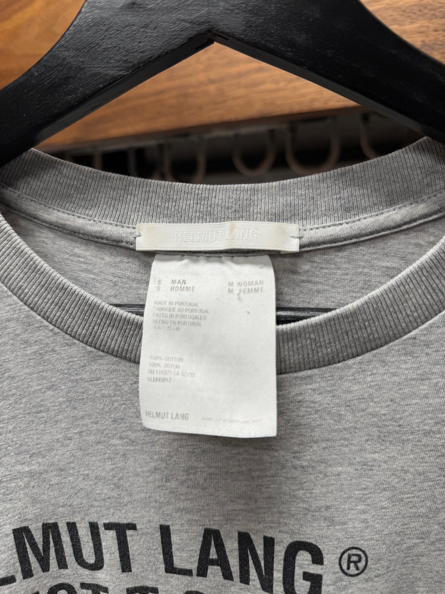 Helmut Lang by Shayne Oliver Grey Logo Short Sleeve T-Shirt