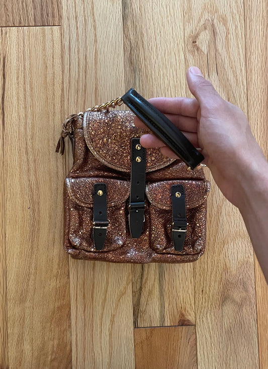 Balenciaga Mini Clutch Bronze Glitter Backpack Bag