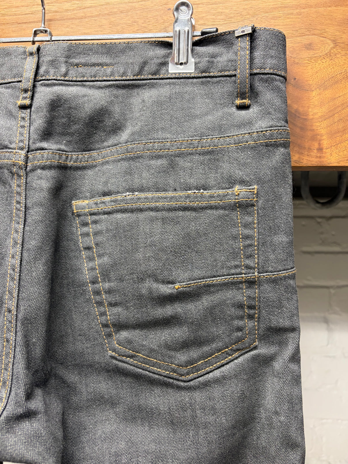 Dior Homme Grey Skinny Jeans with Yellow Contrast Stitching