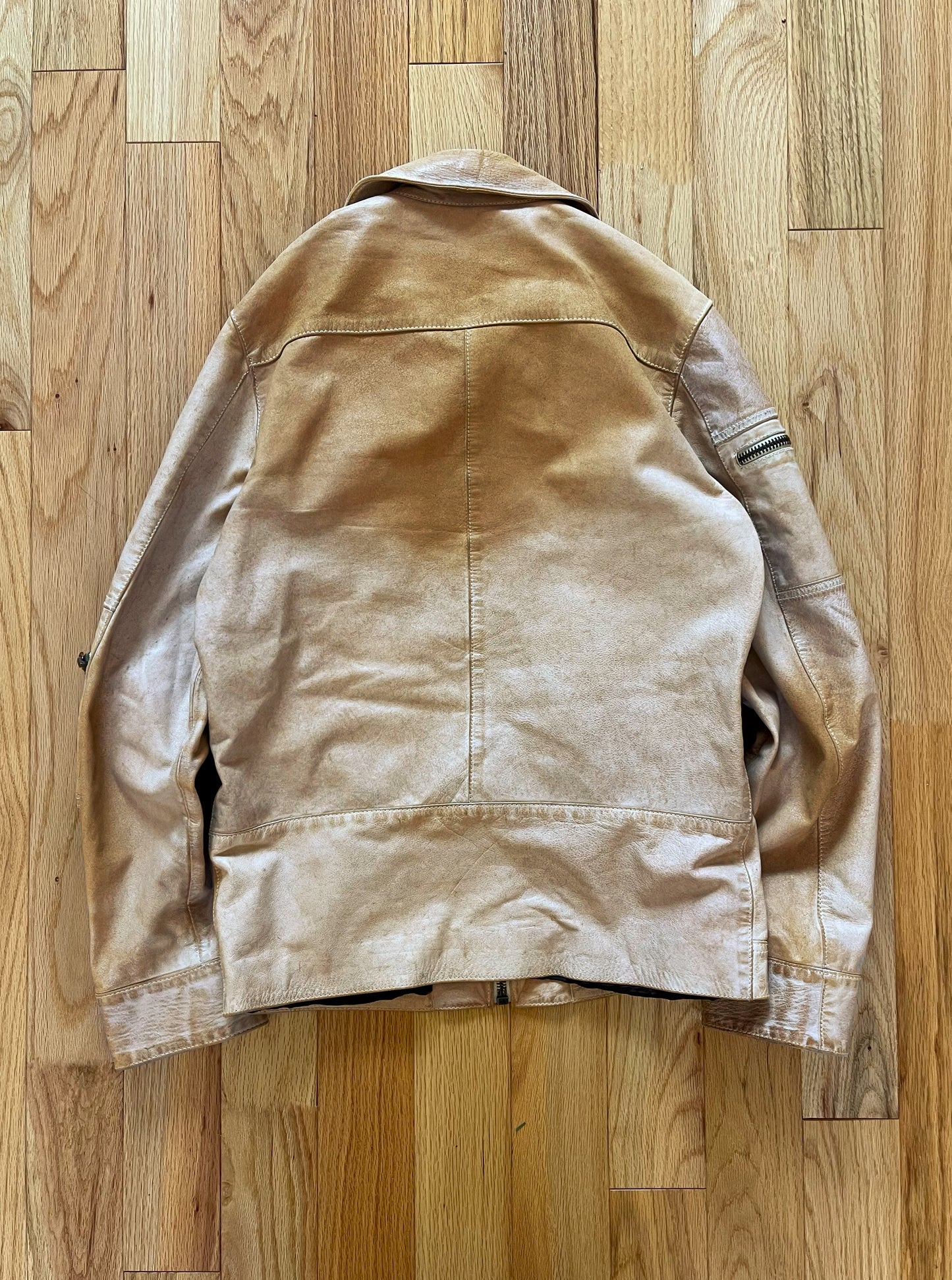 2000’s Dolce & Gabbana Mainline Runway Washed Brown Leather Jacket.