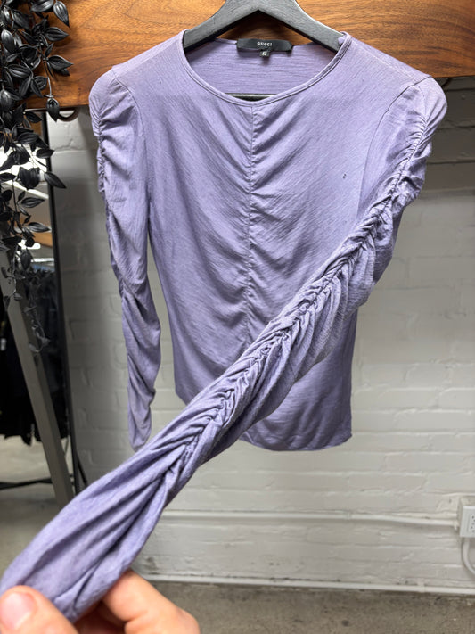 AW1999 Gucci by Tom Ford Lilac Purple ‘Ruched Sleeve’ Top