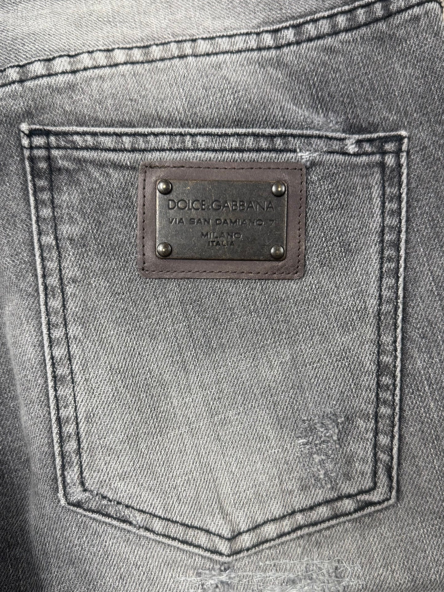 2000s Dolce & Gabbana Washed Grey Distressed Denim