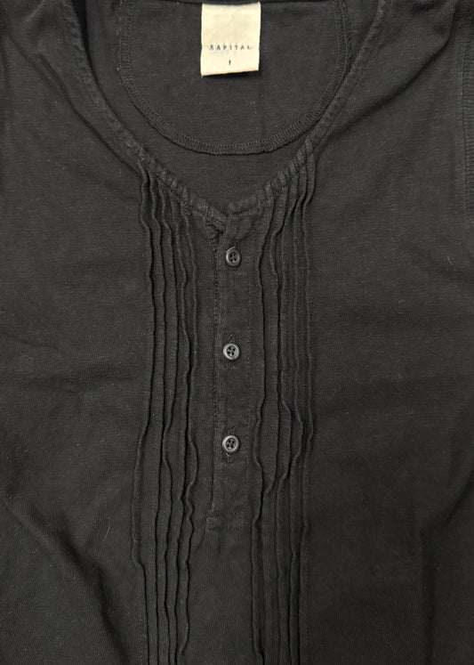 Kapital Faded Black Sleeveless ‘Henley’ Top