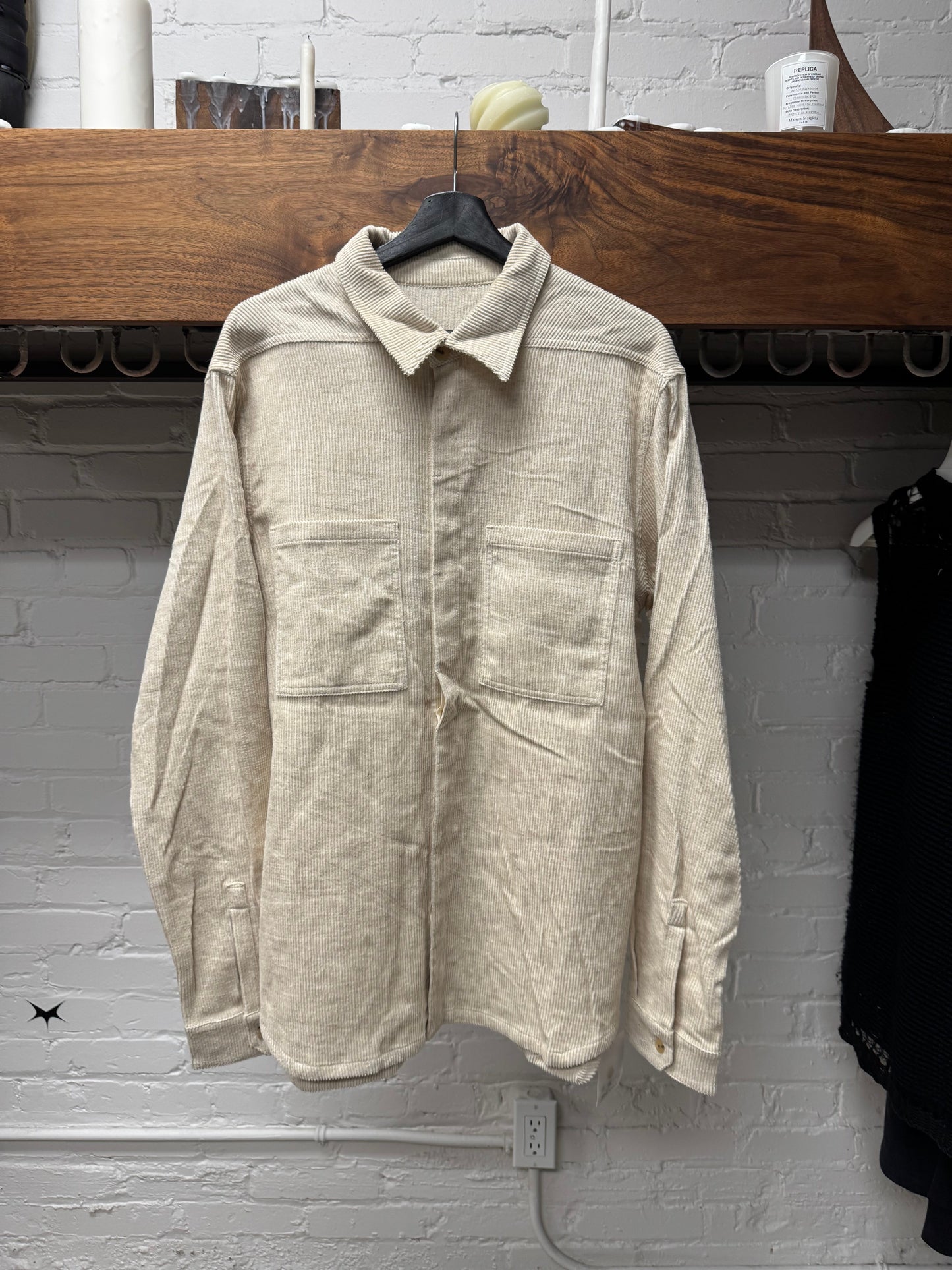 Rick Owens Mainline ‘Natural’ Tan Corduroy Work Shirt