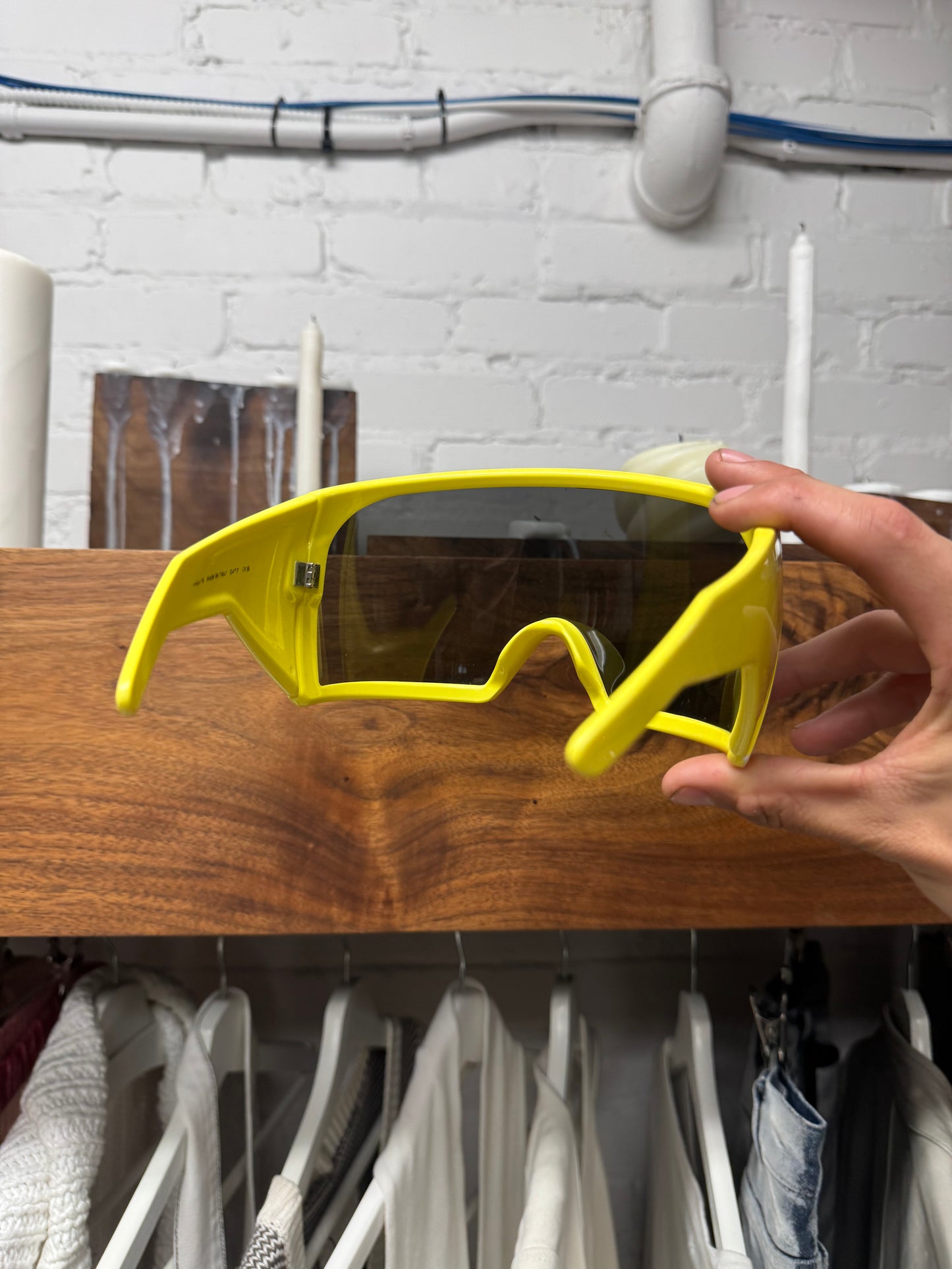 Rick Owens ‘Kreister’ Yellow Shield Visor Sunglasses