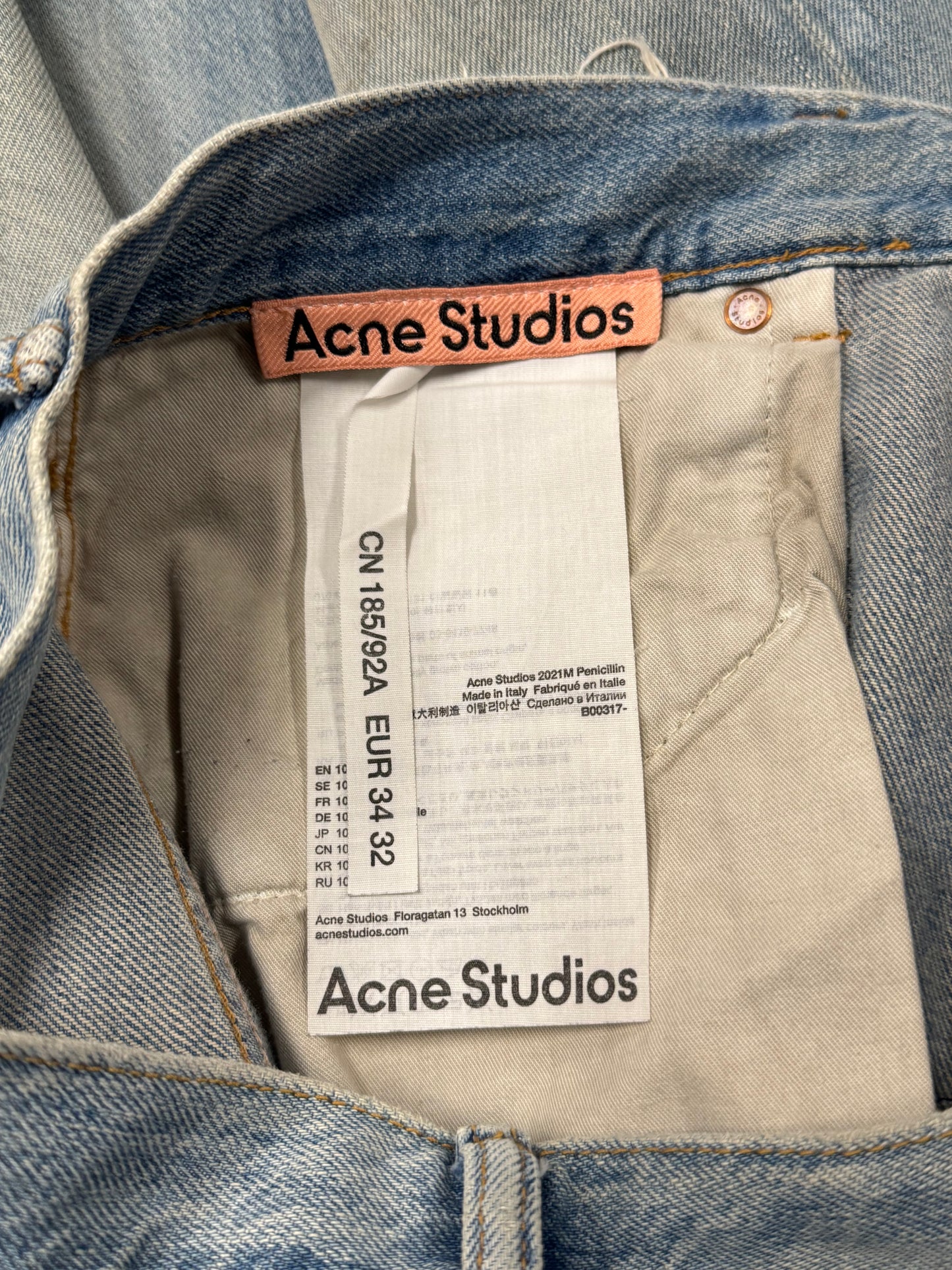 2021 Acne Studios ‘Dirt Wash’ Blue Flared Cut Denim