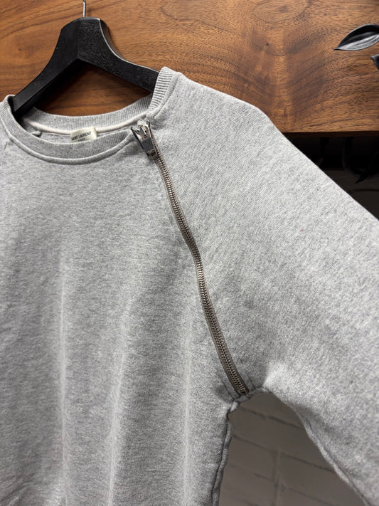 2014 Saint Laurent by Hedi Slimane ‘Shoulder Zip’ Grey Cotton Sweatshirt
