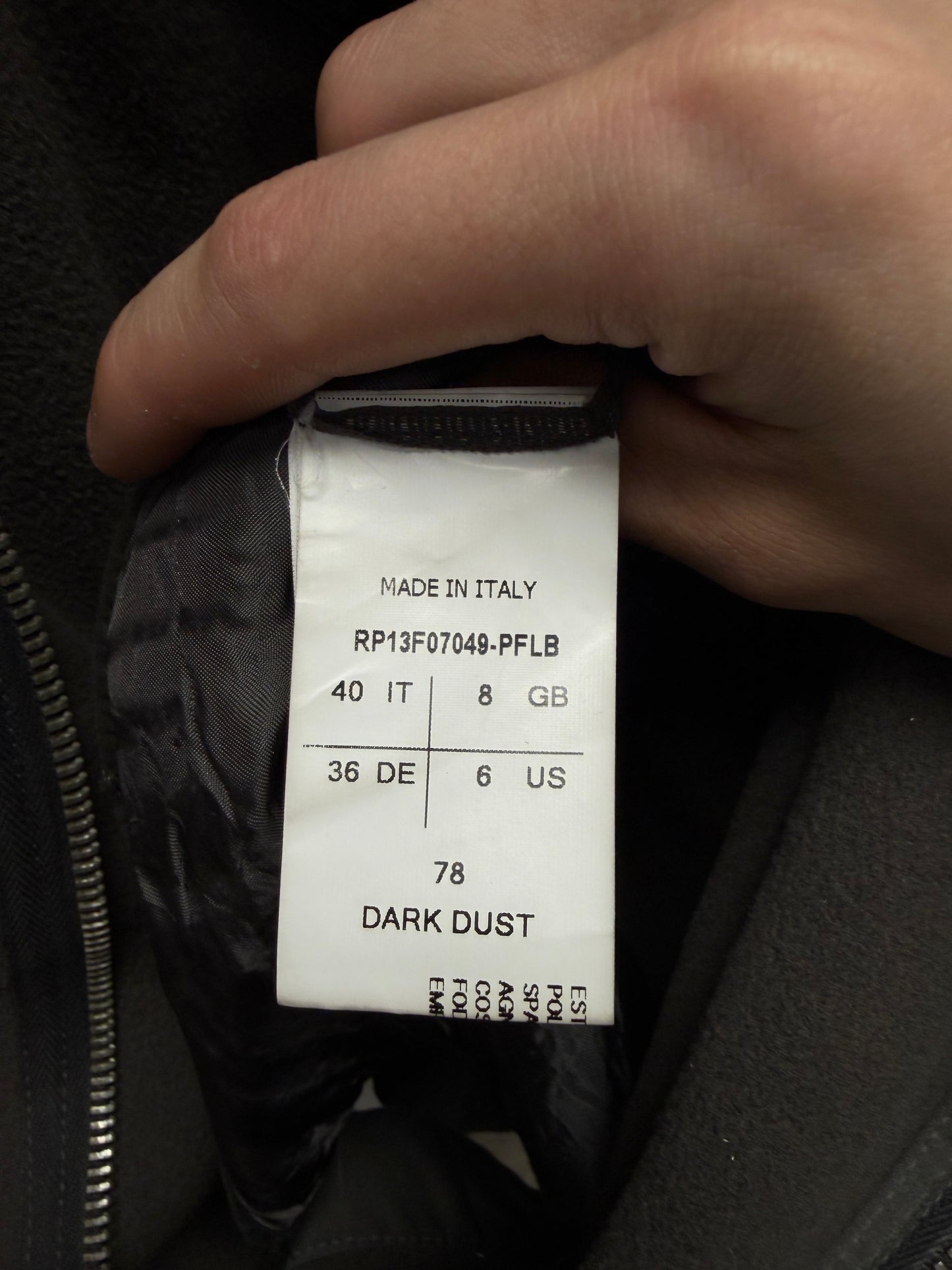 SS2013 Rick Owens ‘Island’ Dark Dust Blistered Lambskin/Wool High Neck Cropped Jacket